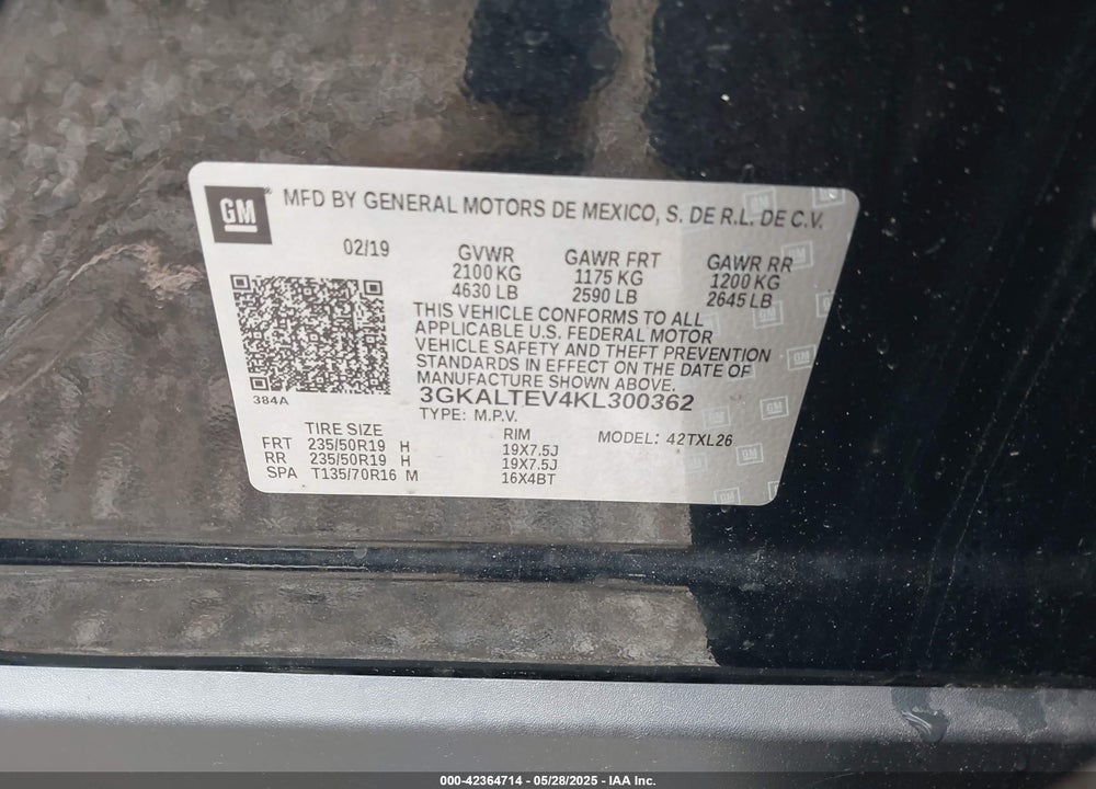 2019 GMC TERRAIN VIN: 3GKALTEV4KL300362