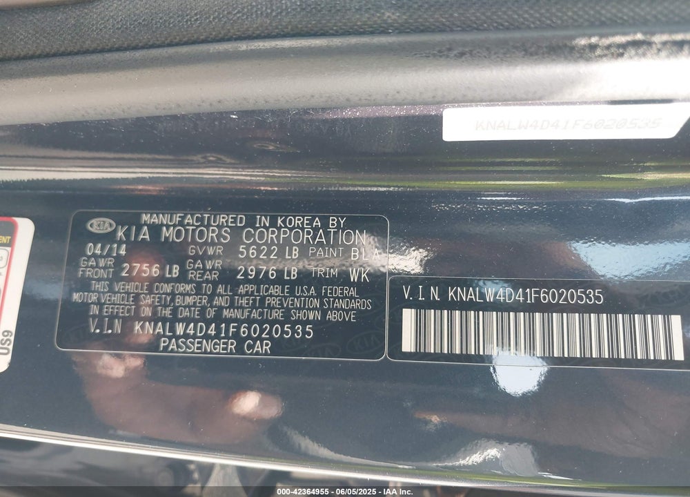 2015 KIA K900 VIN: KNALW4D41F6020535
