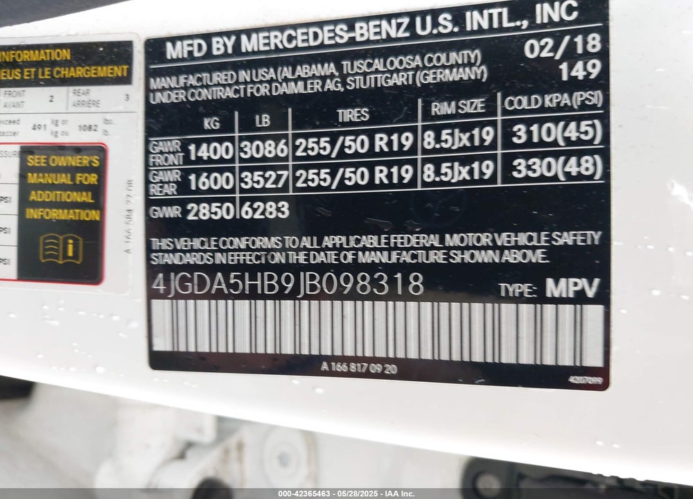 2018 MERCEDES-BENZ GLE 350 VIN: 4JGDA5HB9JB098318