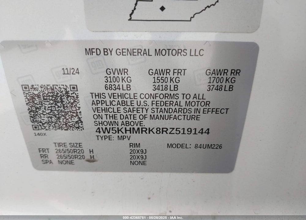 2024 ACURA ZDX VIN: 4W5KHMRK8RZ519144