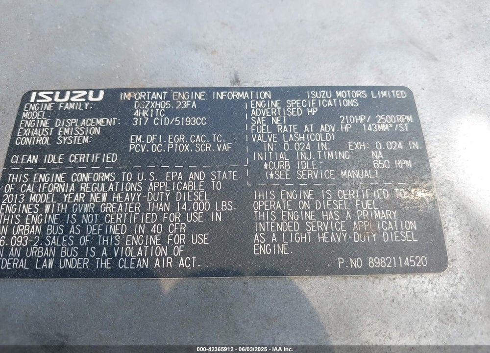 2014 ISUZU NPR HD DSL REG AT VIN: JALC4W16XE7000575