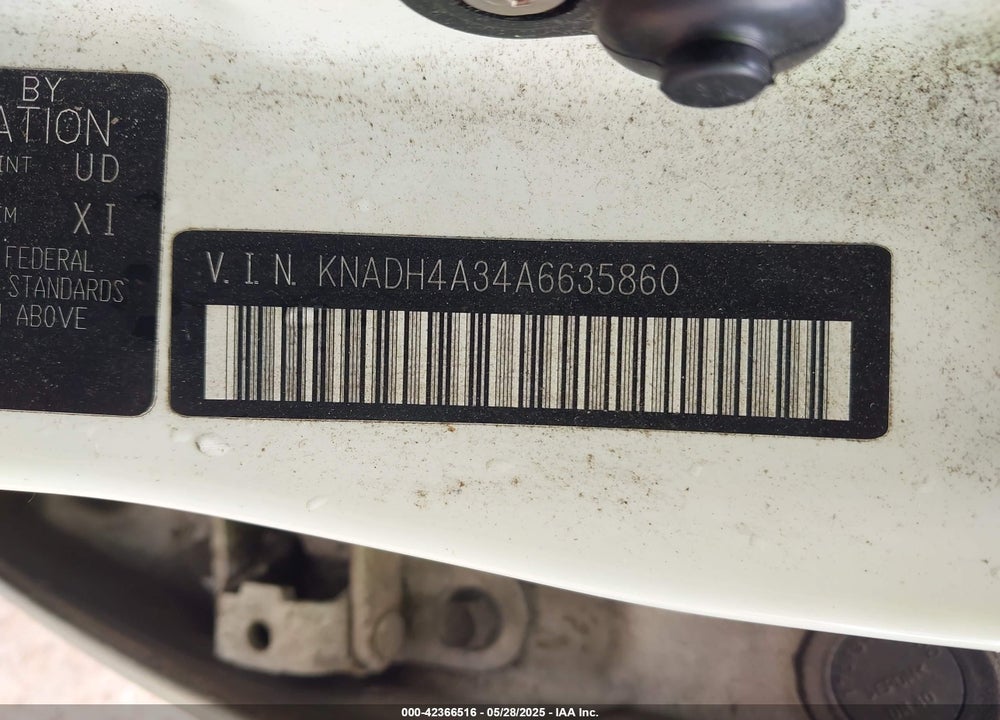2010 KIA RIO VIN: KNADH4A34A6635860