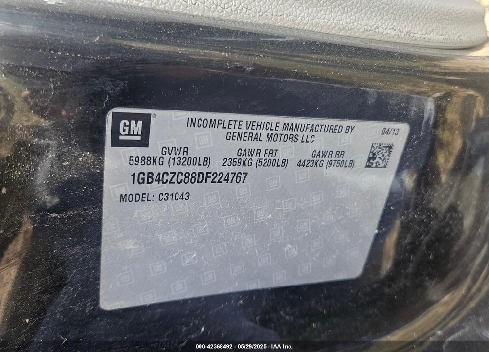 2013 CHEVROLET SILVERADO 3500HD CHASSIS WORK TRUCK VIN: 1GB4CZC88DF224767