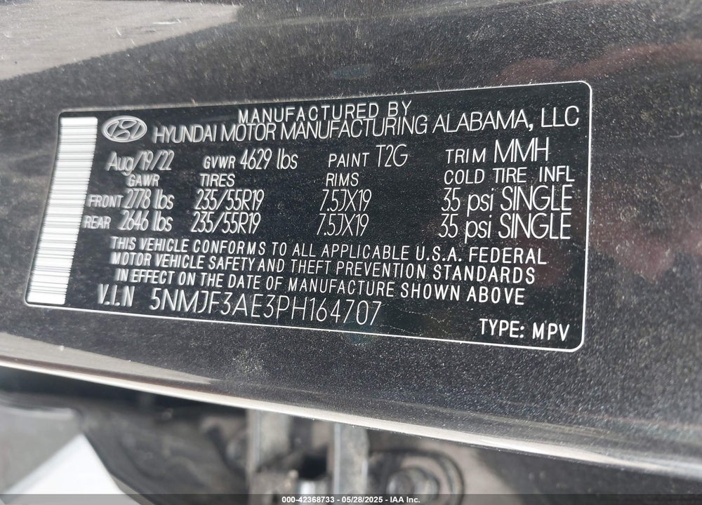 2023 HYUNDAI TUCSON VIN: 5NMJF3AE3PH164707