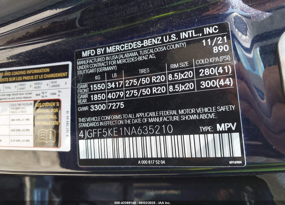 2022 MERCEDES-BENZ GLS 450 4MATIC VIN: 4JGFF5KE1NA635210