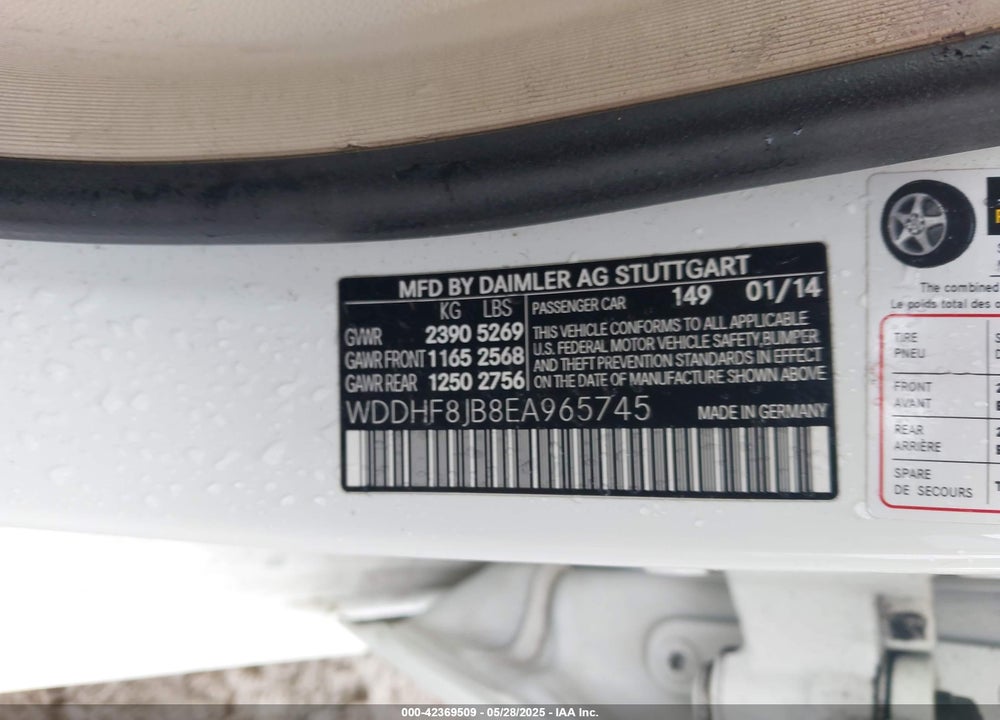 2014 MERCEDES-BENZ E 350 VIN: WDDHF8JB8EA965745