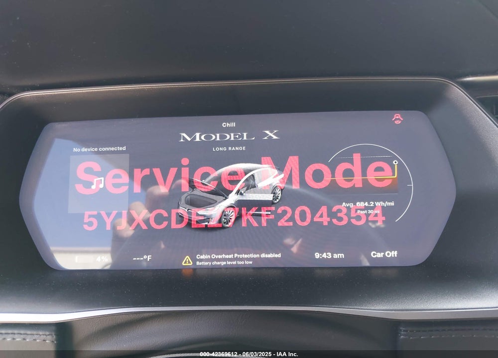 2019 TESLA MODEL X 100D/75D/LONG RANGE/STANDARD RANGE VIN: 5YJXCDE27KF204354
