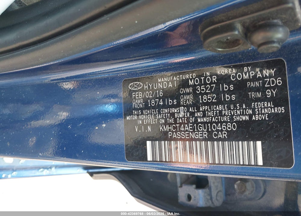 2016 HYUNDAI ACCENT SE VIN: KMHCT4AE1GU104680
