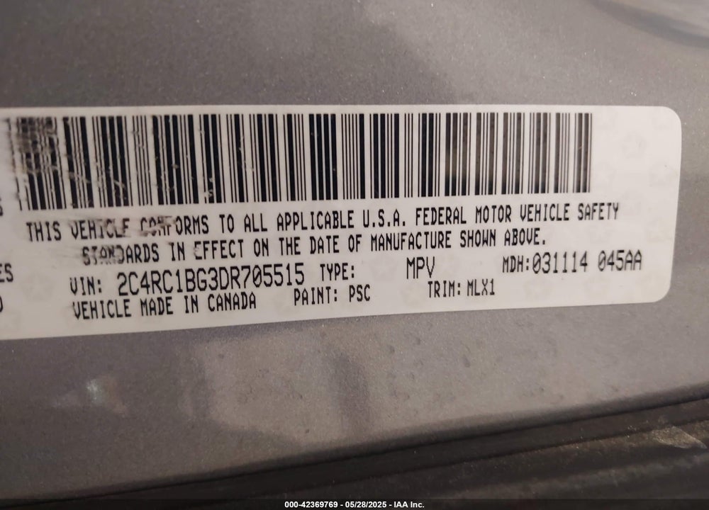 2013 CHRYSLER TOWN & COUNTRY TOURING VIN: 2C4RC1BG3DR705515