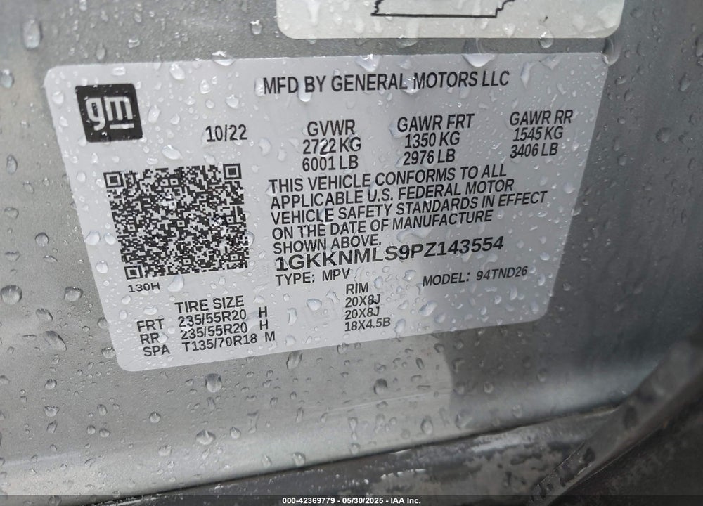 2023 GMC ACADIA VIN: 1GKKNMLS9PZ143554