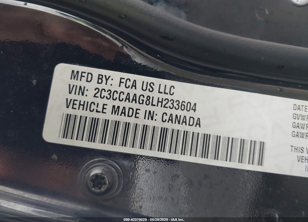 2020 CHRYSLER 300 VIN: 2C3CCAAG8LH233604