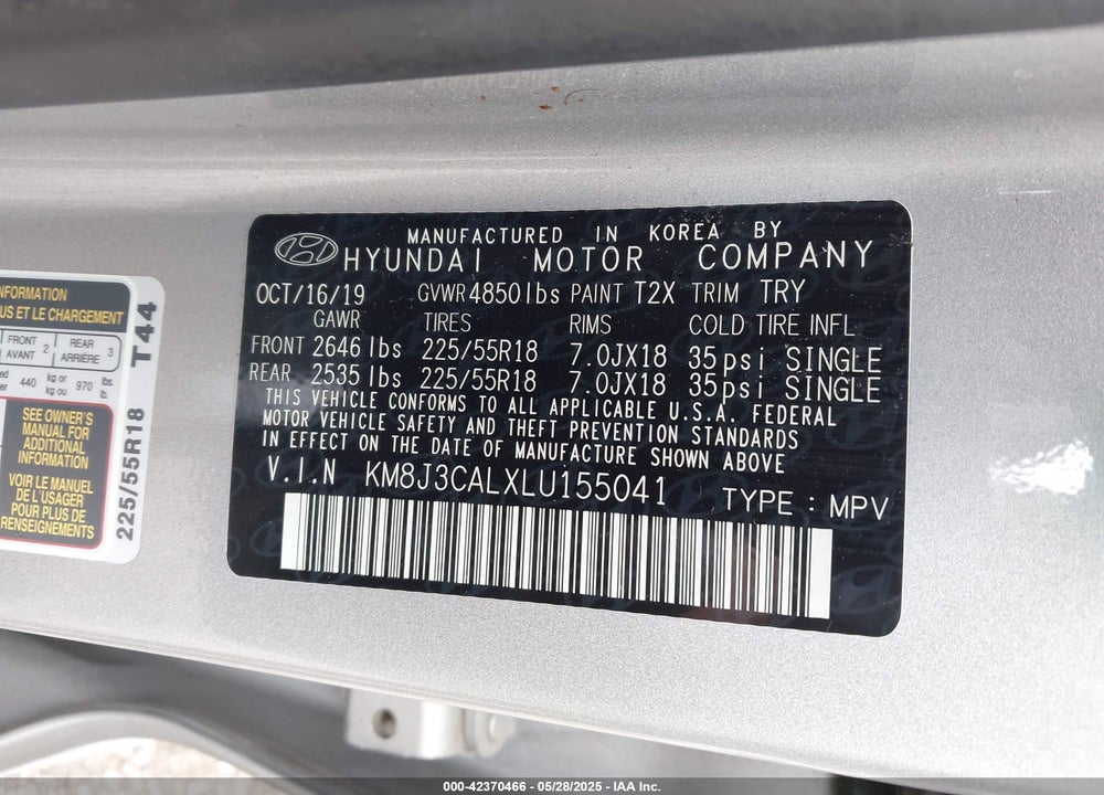 2020 HYUNDAI TUCSON ULTIMATE VIN: KM8J3CALXLU155041
