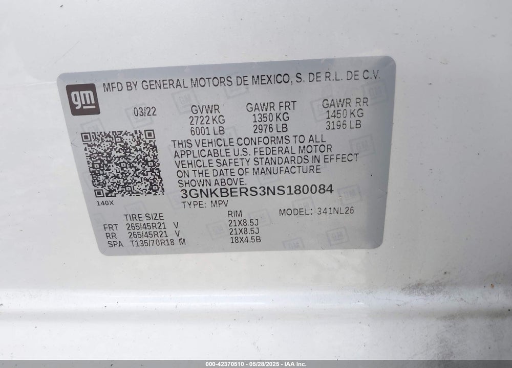 2022 CHEVROLET BLAZER VIN: 3GNKBERS3NS180084