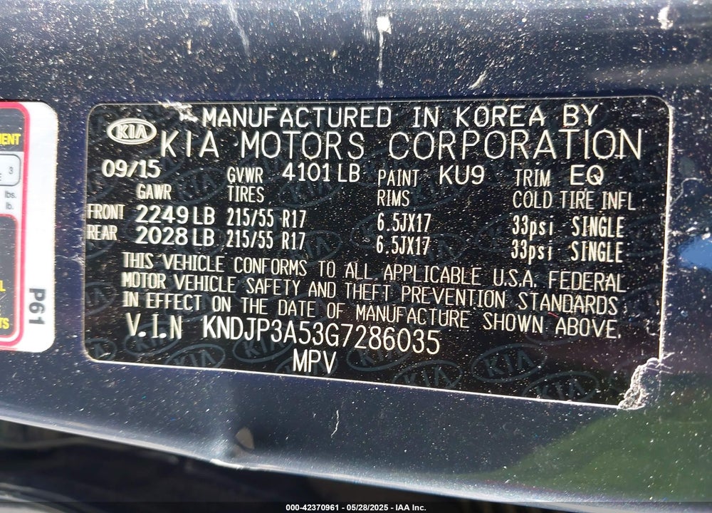 2016 KIA SOUL VIN: KNDJP3A53G7286035