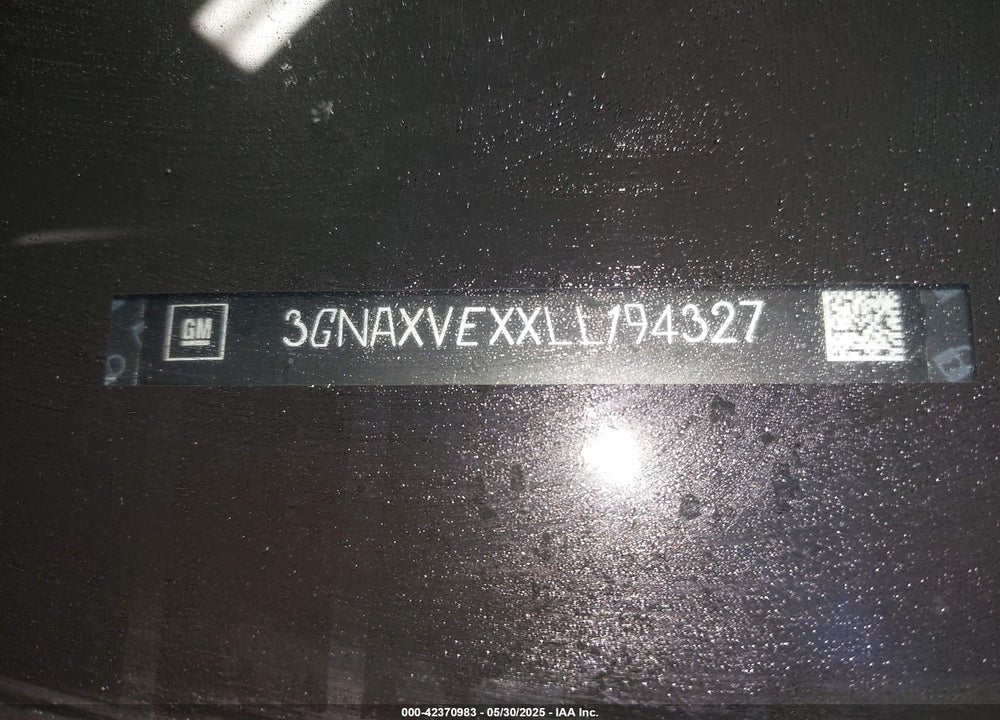 2020 CHEVROLET EQUINOX VIN: 3GNAXVEXXLL194327