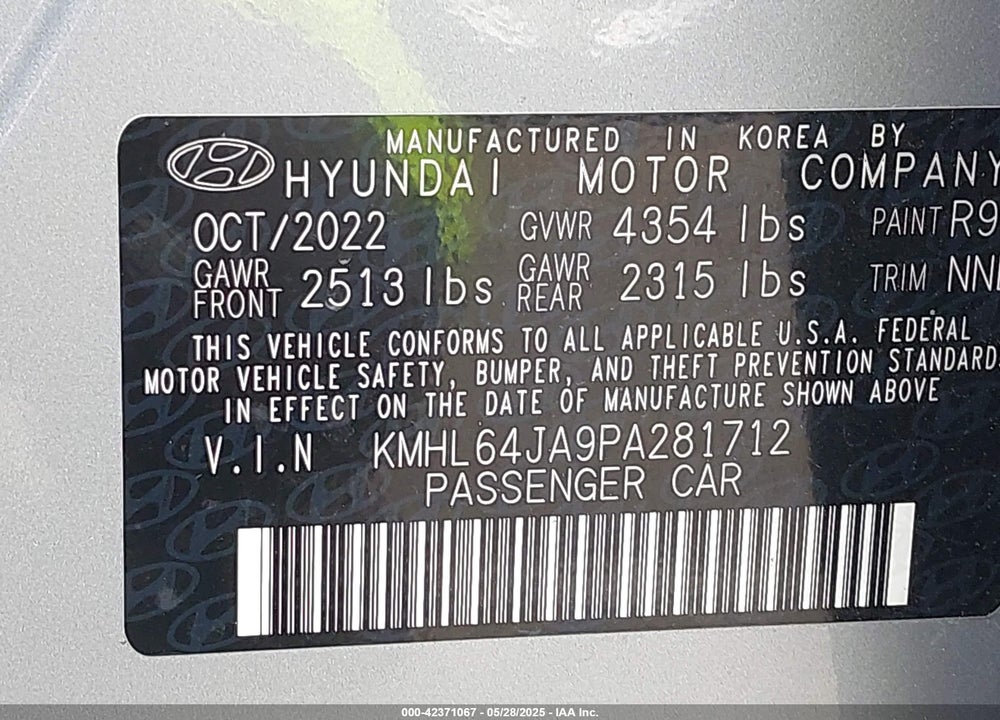 2023 HYUNDAI SONATA VIN: KMHL64JA9PA281712