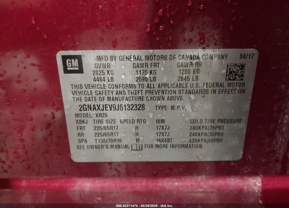 2018 CHEVROLET EQUINOX LT VIN: 2GNAXJEV9J6132328