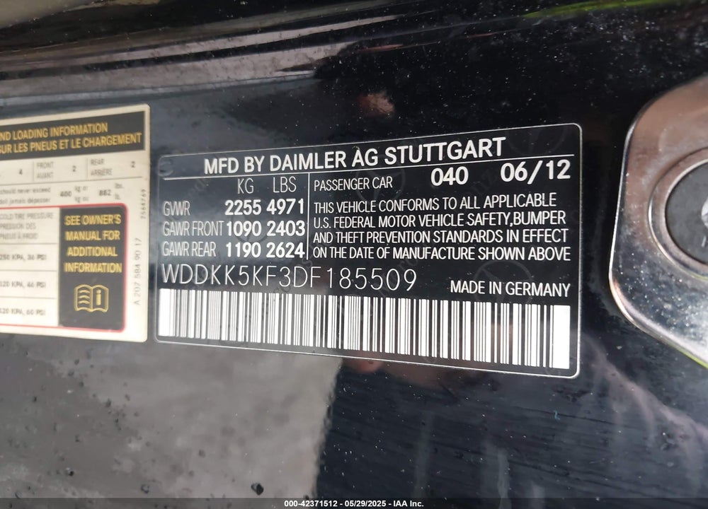 2013 MERCEDES-BENZ E 350 VIN: WDDKK5KF3DF185509