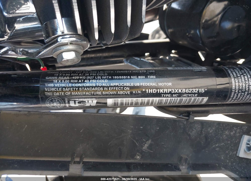 2019 HARLEY-DAVIDSON FLHXS VIN: 1HD1KRP3XKB623215