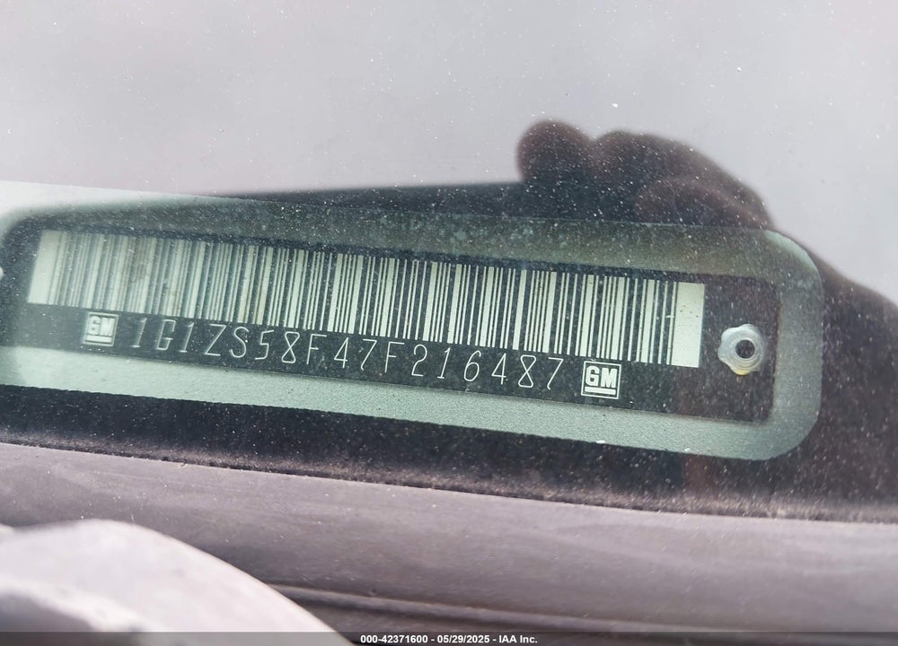 2007 CHEVROLET MALIBU LS VIN: 1G1ZS58F47F216487