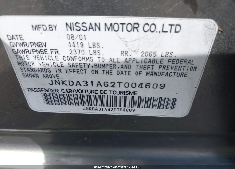 2002 INFINITI I35 LUXURY VIN: JNKDA31A62T004609