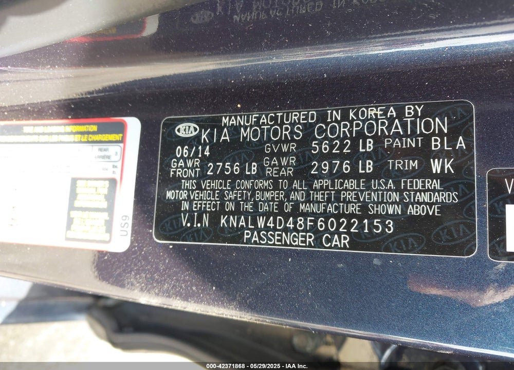 2015 KIA K900 VIN: KNALW4D48F6022153