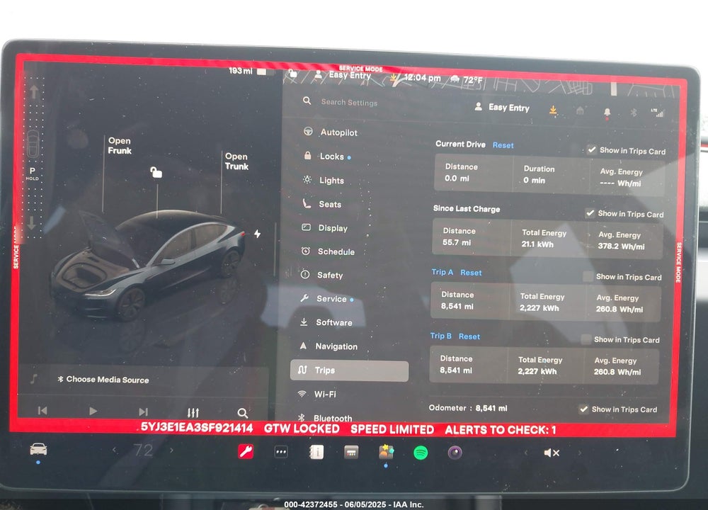 2025 TESLA MODEL 3 LONG RANGE REAR-WHEEL DRIVE VIN: 5YJ3E1EA3SF921414