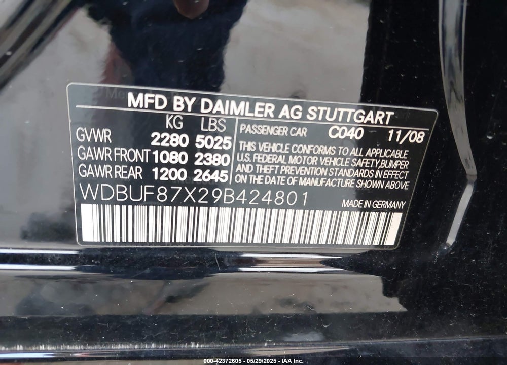 2009 MERCEDES-BENZ E 350 4MATIC VIN: WDBUF87X29B424801