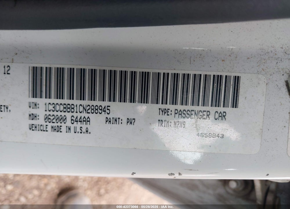 2012 CHRYSLER 200 TOURING VIN: 1C3CCBBB1CN288945