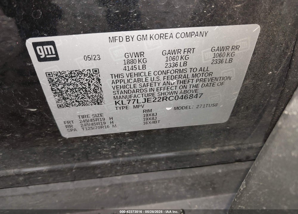 2024 CHEVROLET TRAX VIN: KL77LJE22RC046847