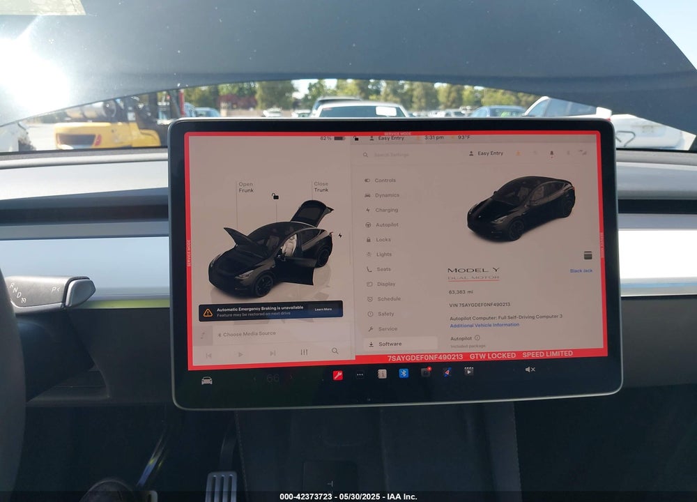 2022 TESLA MODEL Y VIN: 7SAYGDEF0NF490213
