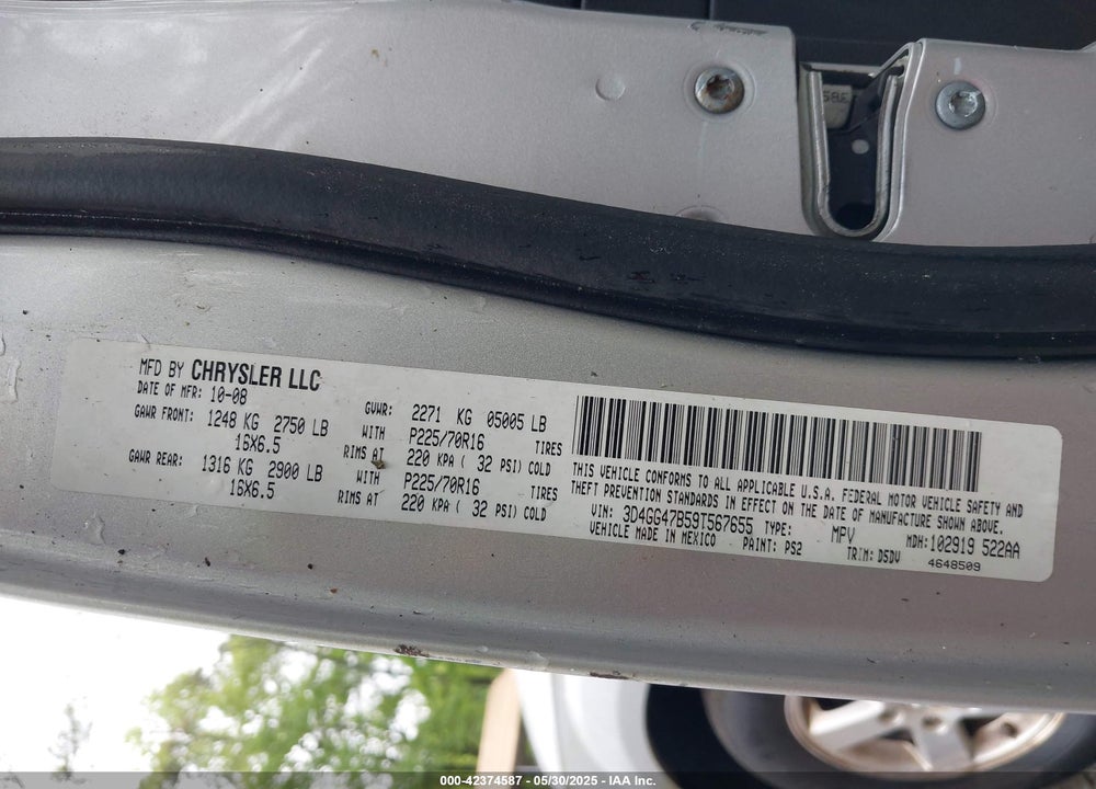 2009 DODGE JOURNEY SE VIN: 3D4GG47B59T567655