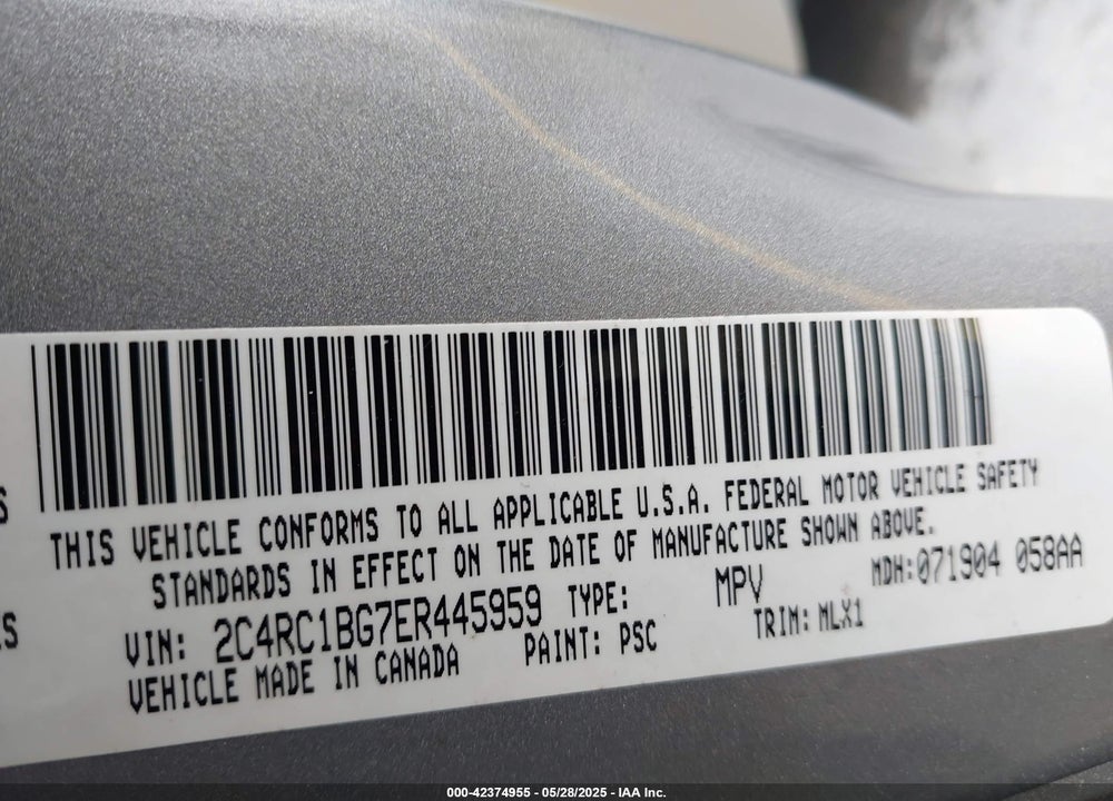 2014 CHRYSLER TOWN & COUNTRY TOURING VIN: 2C4RC1BG7ER445959