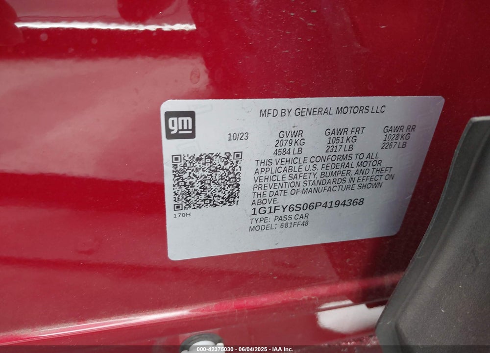 2023 CHEVROLET BOLT EUV FWD LT VIN: 1G1FY6S06P4194368