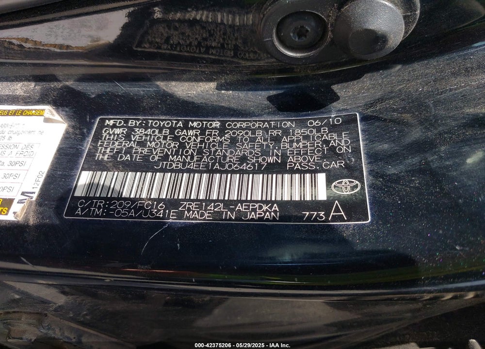 2010 TOYOTA COROLLA LE VIN: JTDBU4EE1AJ064617
