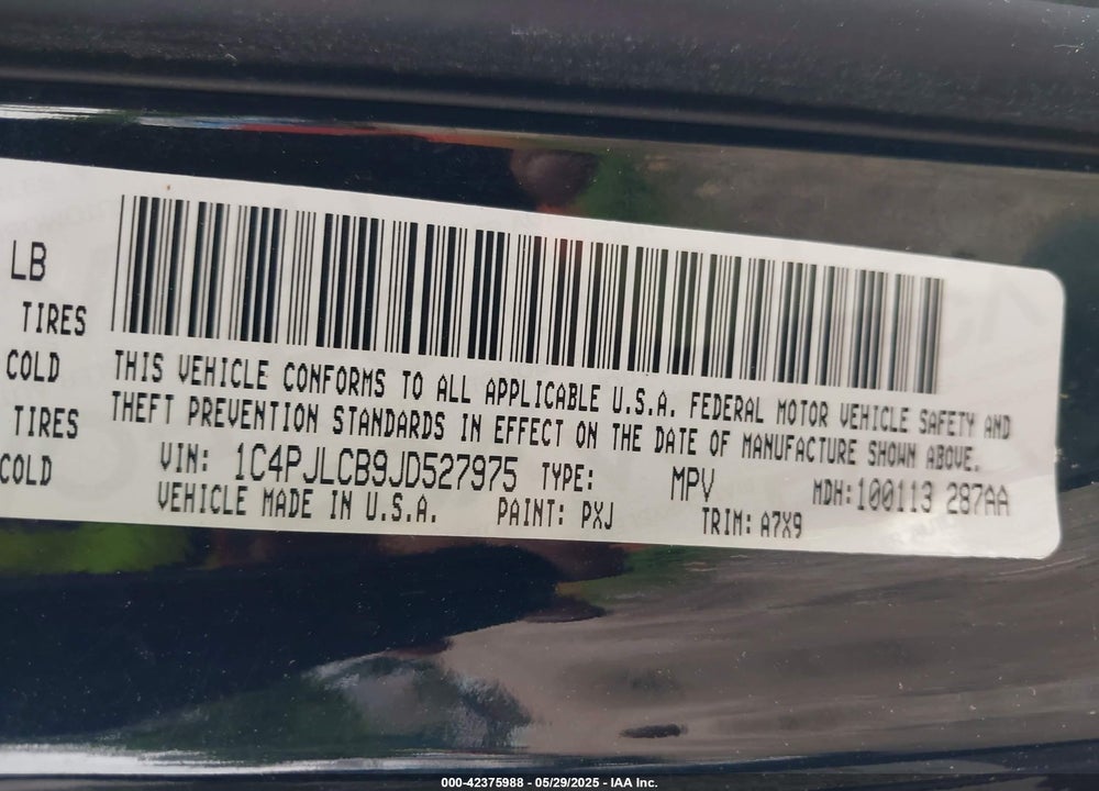 2018 JEEP CHEROKEE VIN: 1C4PJLCB9JD527975