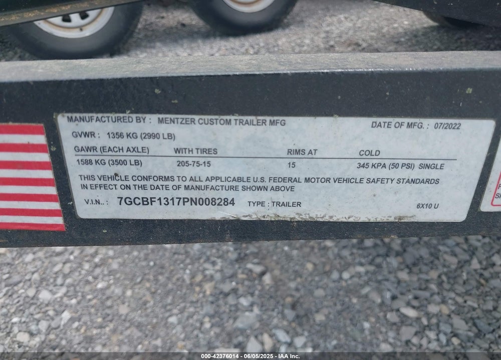 2023 UTIL TRAILER VIN: 7GCBF1317PN008284