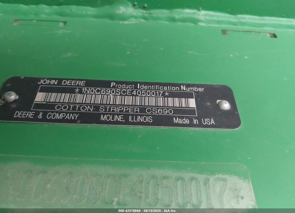 2014 JOHN DEERE CS690 COTTON STRIPPER VIN: 1N0C690SCE4050017