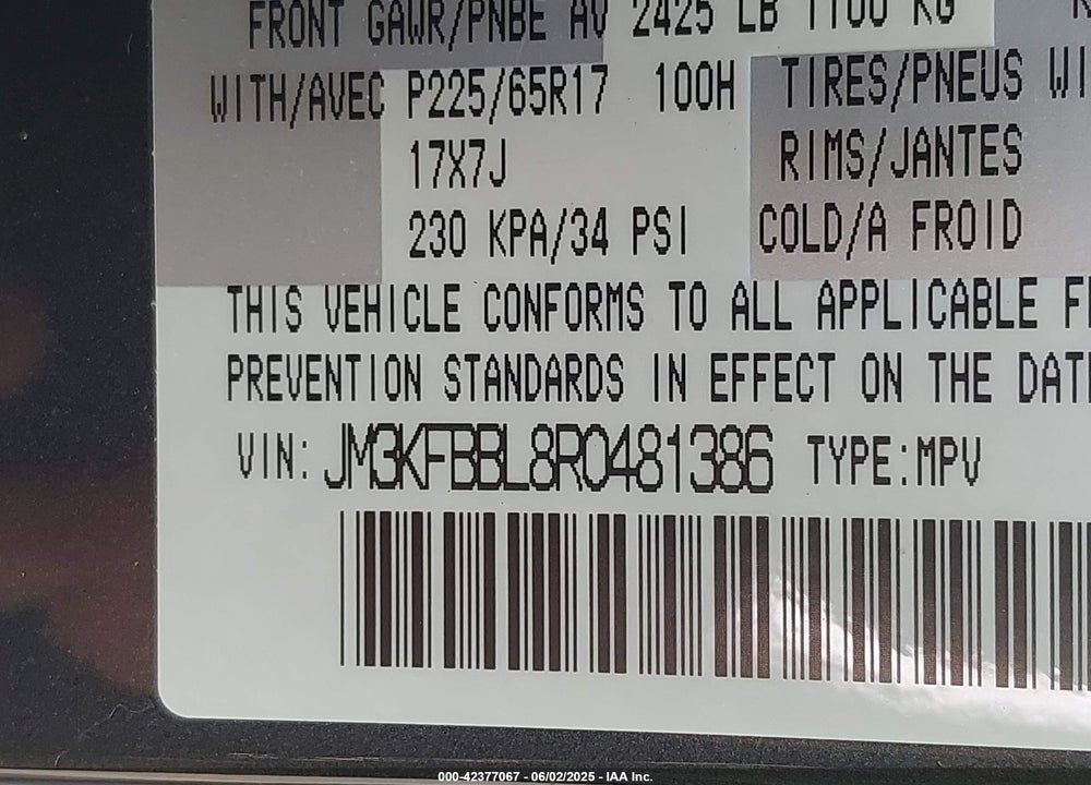 2024 MAZDA CX-5 VIN: JM3KFBBL8R0481386
