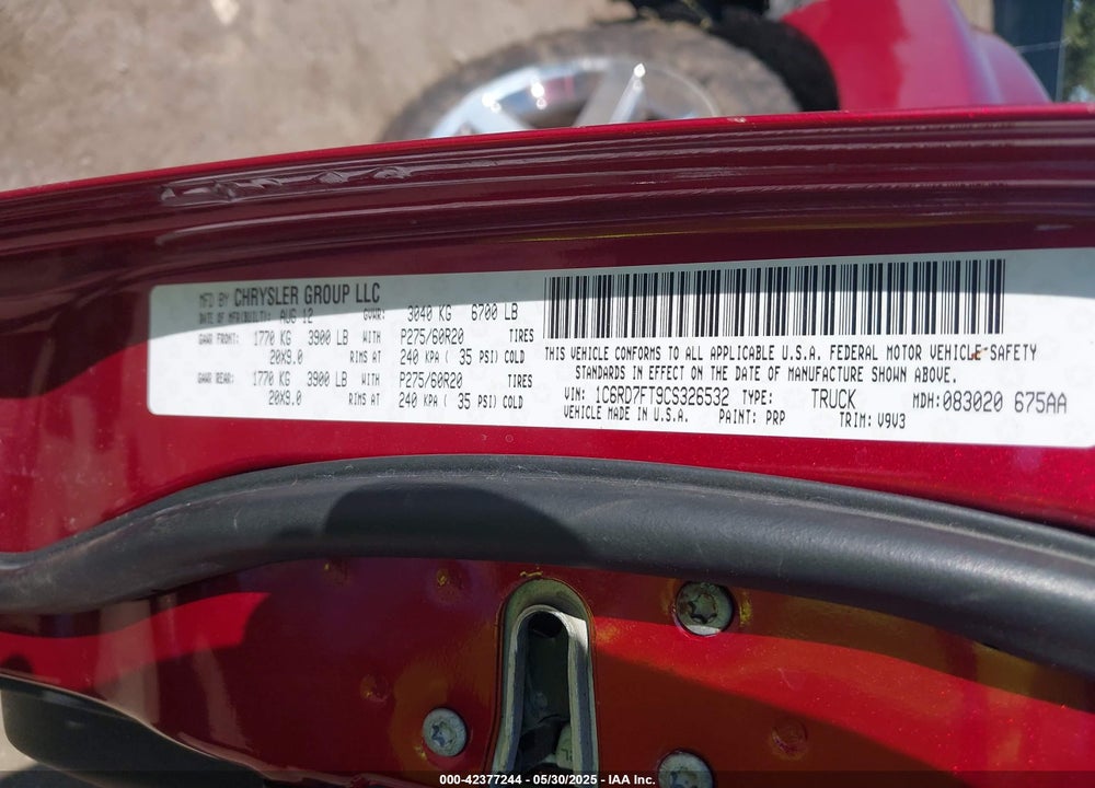 2012 RAM 1500 VIN: 1C6RD7FT9CS326532