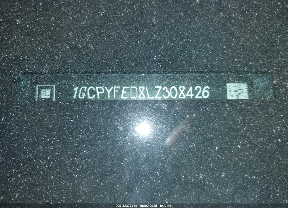 2020 CHEVROLET SILVERADO 1500 VIN: 1GCPYFED8LZ308426