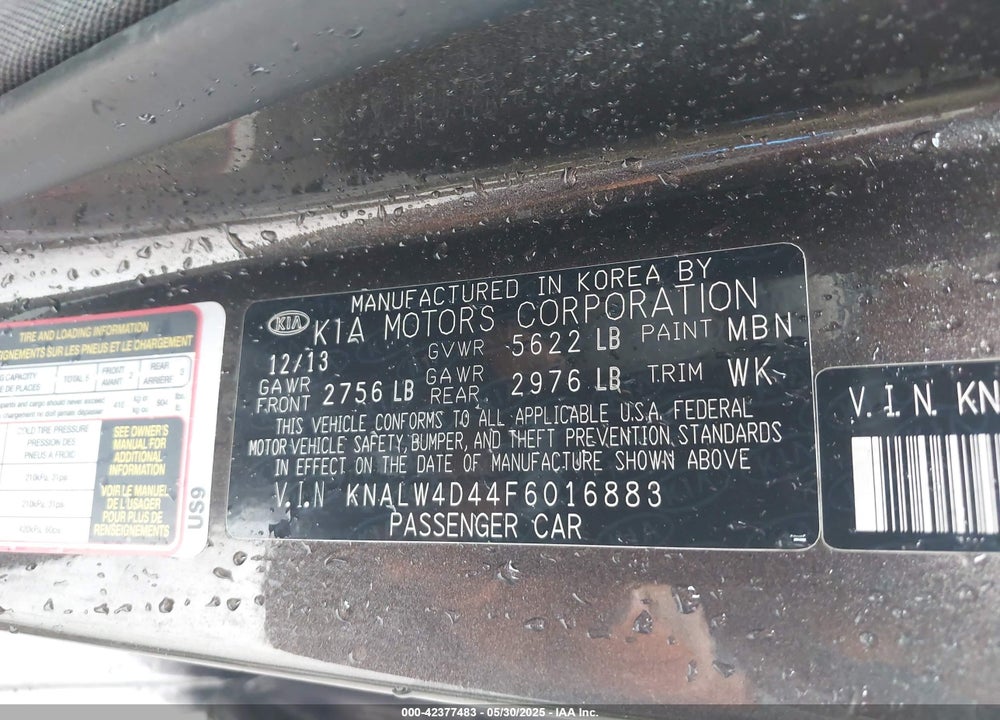 2015 KIA K900 VIN: KNALW4D44F6016883