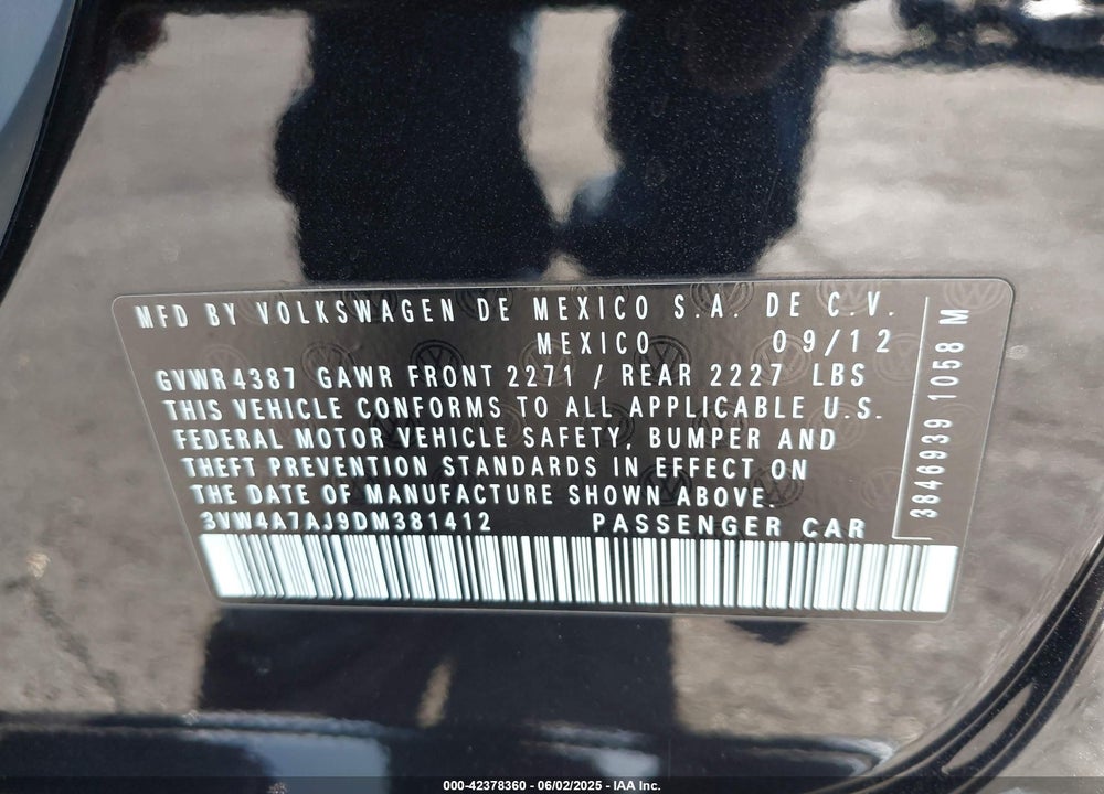 2013 VOLKSWAGEN JETTA GLI AUTOBAHN VIN: 3VW4A7AJ9DM381412