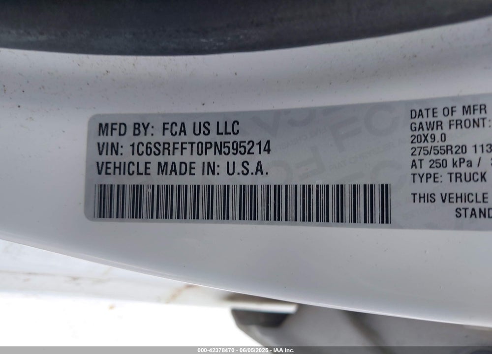 2023 RAM 1500 BIG HORN/LONE STAR VIN: 1C6SRFFT0PN595214