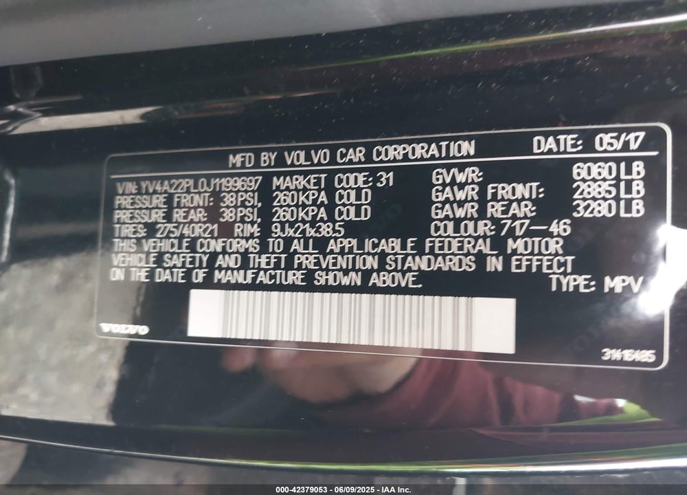 2018 VOLVO XC90 T6 INSCRIPTION VIN: YV4A22PL0J1199697