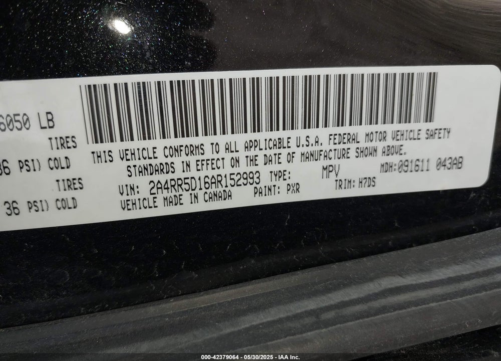 2010 CHRYSLER TOWN & COUNTRY TOURING VIN: 2A4RR5D16AR152993