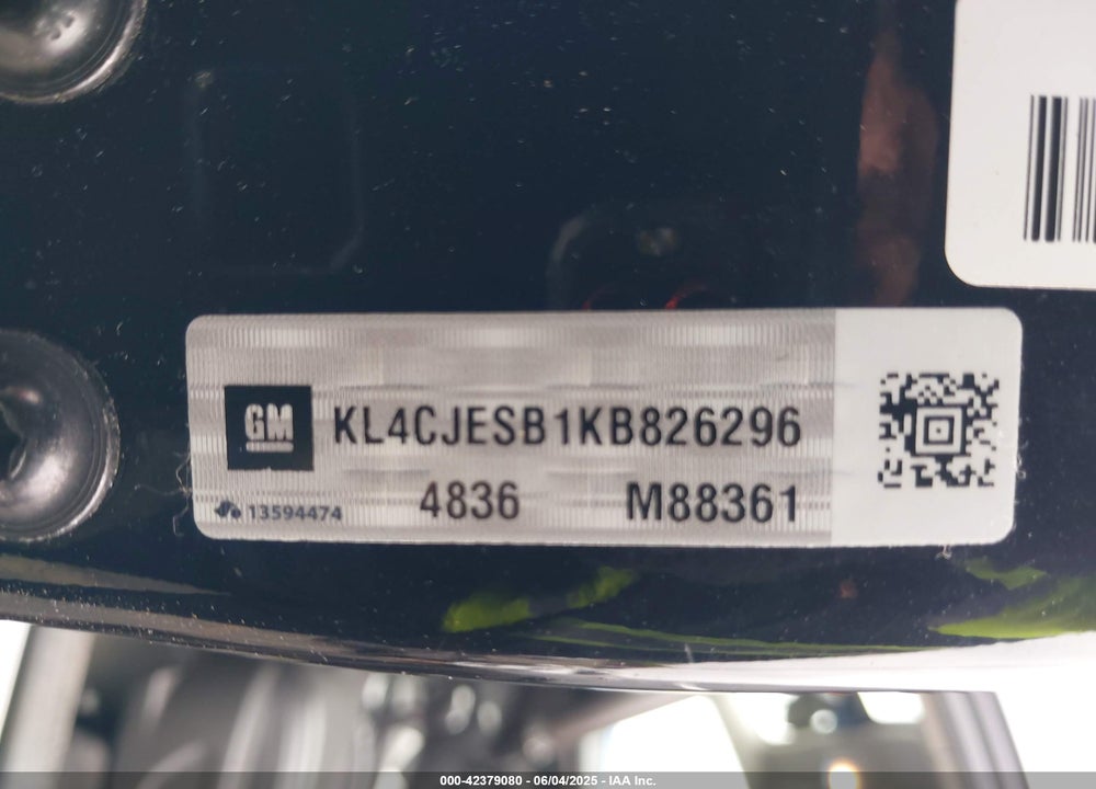 2019 BUICK ENCORE VIN: KL4CJESB1KB826296