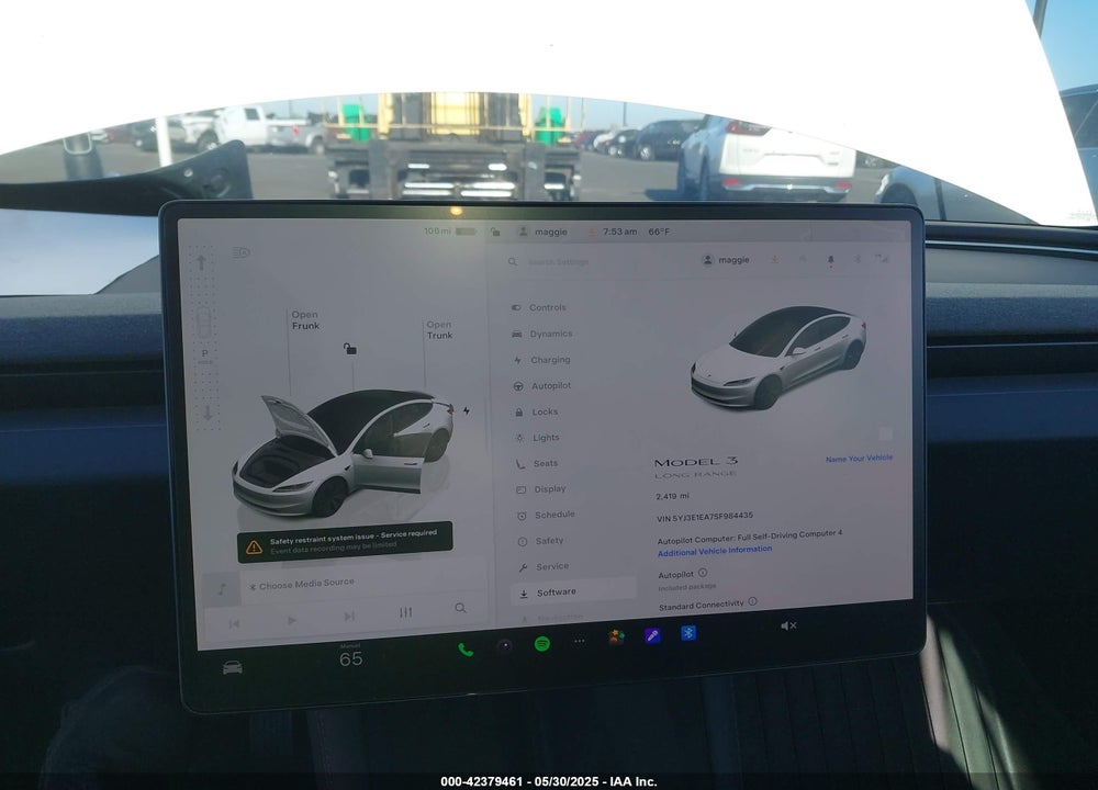 2025 TESLA MODEL 3 LONG RANGE REAR-WHEEL DRIVE VIN: 5YJ3E1EA7SF984435