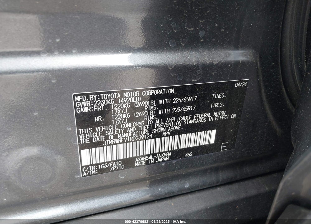 2024 TOYOTA RAV4 HYBRID VIN: JTMRWRFV1RD239124