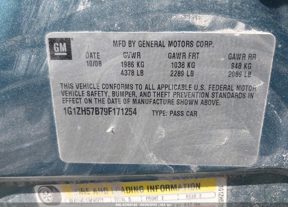 2009 CHEVROLET MALIBU VIN: 1G1ZH57B79F171254